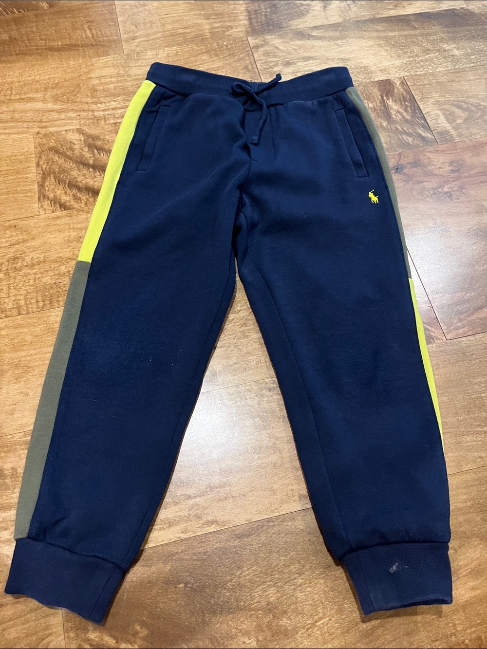 Polo by Ralph Lauren Navy Jogger Pants with Yellow Side Stripes